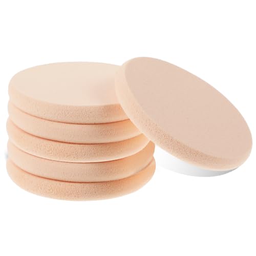 Nogeqi 4 Pcs Flat Makeup Sponges for Foundation, Foundation Sponge, Sponges Makeup Applicator, Round Make Up Sponge for Face Natural Easy Soft Beginner(Skin Color)
