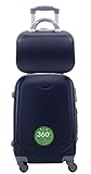 Maleta de Cabina Trolley de Viaje con Neceser a Juego Equipaje de Mano ,aptas para Ryanair Vueling etc (Azul Marino)