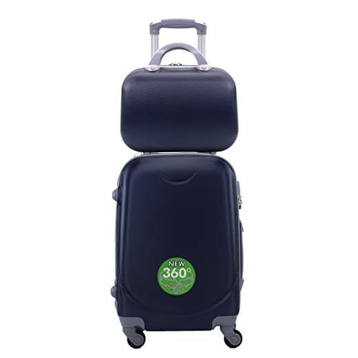 Maleta de Cabina Trolley de Viaje con Neceser a Juego Equipaje de Mano ,aptas para Ryanair Vueling etc (Azul Marino)