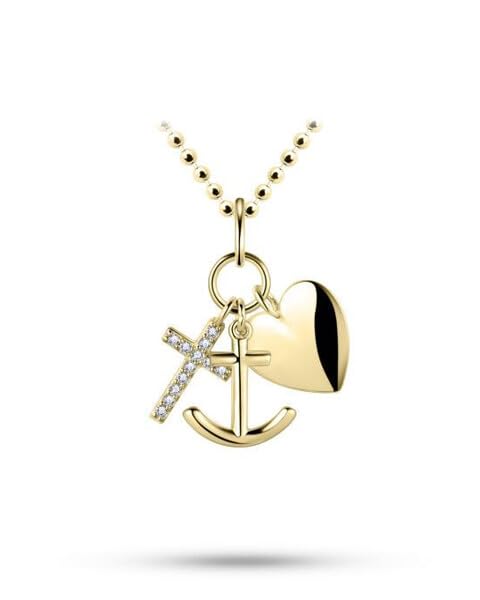 Pendentif mémoire La Foi l'espérance et l'amour plaqué Or Jaune au style intemporel
