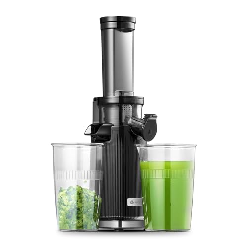 Mini Extractor de zumos y verduras AAOBOSI-exprimidor electrico con función de masticación inversa-licuadora prensado en frio con cepillo y 2 tazas- Exprimidor multifuncional-extractor de zumos.