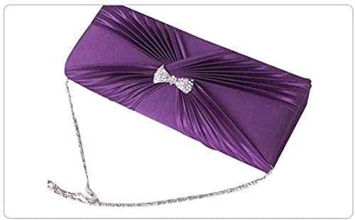 RajoNN Abendhandtaschen für Damen, Satintasche mit Diamant-Tragetasche, Kettentasche, Umhängetasche, Hochzeitsfeier (schwarz) (lila)