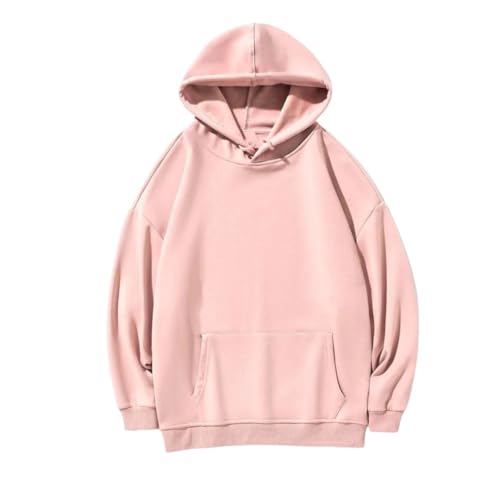 Men's Heavy Cotton Hoodies Solid Pullovers Plus Size Fleece Sweatshirt