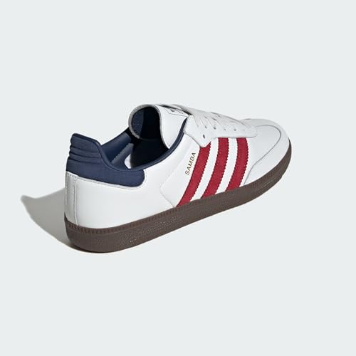 Image of adidas Samba OG Men's Shoes, Core White /Team Victory Red /Night Indigo, Size 8.5