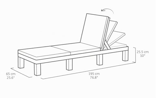 Miniatura 3 de Keter Daytona Deluxe-Tumbona de Jardín, para Exterior terrazas, Patios, Jardines, con Respaldo reclinable en 4 Posiciones, Estructura Reforzada con cojín Incluido, Color Gris