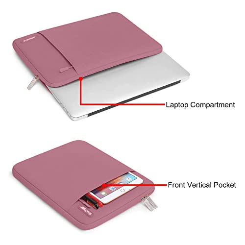 Image of MOSISO Laptop Case 13 inch, 13 inch Laptop Sleeve Compatible with MacBook Air M4 M3 M2 M1 2025-2018 / Pro M2 M1 2025-2016, Polyester Vertical Computer Sleeve Bag with Pocket, Dusty Rose