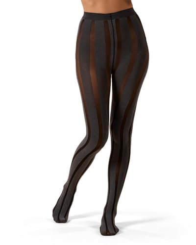 Image of MeMoi Women's Linear Heather Opaque Nylon Tights