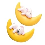 SUPVOX 2個月亮熊 魚缸漂浮装飾品 可愛らしい月と動物のデザイン 水族館