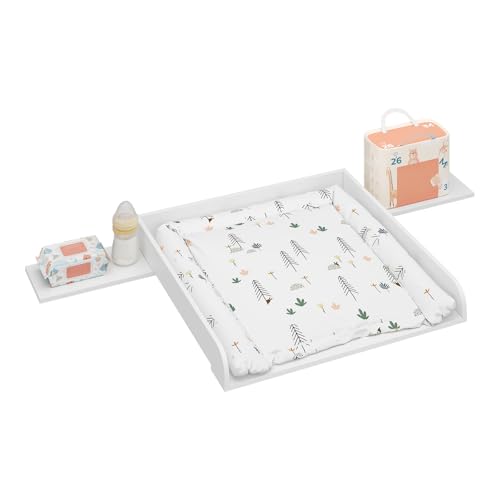 WOLTU Cambiador Accesorio para Cómoda, Tablero Cambiador de Pañales con Borde Protectora, MDF Blanco, 160x80x10 cm (Zona para Bebé 80x80 cm)