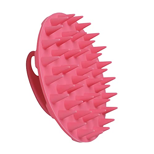 INNERNEED Scalp Massager Shampoo Brush, Wet & Dry Manual Scalp Care Head Scrubber Hair Washing, Soft Silicone Bristles, For Hair Growth, Dandruff Removal, Comfortable For All Hair Types (Pink)