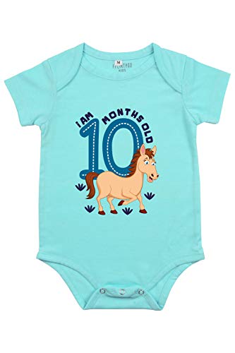 Image of Fflirtygo Baby Wear Cotton Infants Jumpsuit /Rompers Half Sleeves /sleepsuit Month Celebration Printed On Light Blue Color