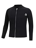 HULIJA Hombres mm Traje de Neopreno Tops Manga Larga Chaqueta Cremallera Para Natación Surf Snorkel Y Buceo Negro M