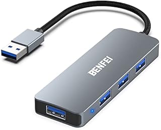 USB Hub, BENFEI Ultra-Slim USB 3.0 Hub Usb 4 Ports Compatible for MacBook, Mac Pro, Mac Mini, iMac, Surface Pro, XPS, PC, Flash Drive, Mobile HDD[Aluminium Shell&Nylon Cable]