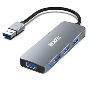 BENFEI USB 3.0 Hub 4-Port, Ultra-Slim Hub Compatible for MacBook, Mac Pro, Mac Mini, iMac, Surface Pro, XPS, PC, Flash Drive, Mobile HDD