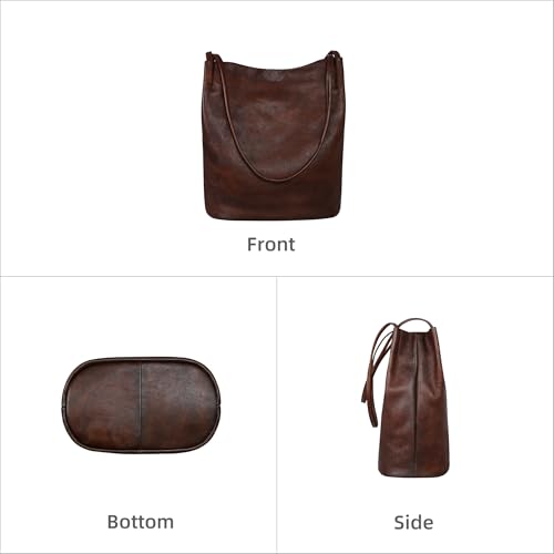 Bolso Tote vintage de cuero para mujer miniatura 4