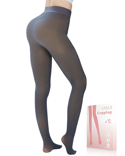 Image of UISLII Fleece Lined Tights Women, Warm Pantyhose leggings Women,Fake Translucent Thermal Skin Colored Tights for Winter