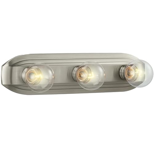 Image of Designers Fountain 3-Lights Melrose Vanity Light Fixture, 18 Inch Wall Mount Sconce for Bathroom, Bedroom or Mirror, Brushed Nickel, 6613-BN