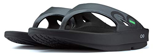 Oofos Ooriginal Sport Sandal, Graphite - Men’s Size 10, Women’s Size 12 - Lightweight Recovery Footwear - Reduces Stress On Feet, Joints & Back - Machine Washable - Hand-Painted Graphics #TOP5
