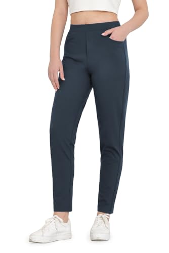 Bamans Womens Dress Pants Work Business Skinny Leg Pants Office High Waisted Slacks Slim Fit Casual Trousers Blue 27