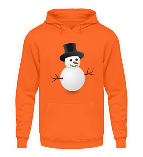 Pull à capuche bonhomme de neige cadeau idéal hiver orange en L