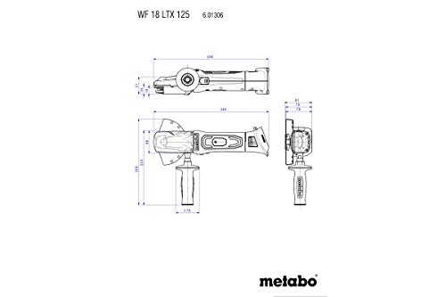 Metabo Akku-Flachkopf-Winkelschleifer WF 18 LTX 125 Quick (601306660) 18V, mit 2 LiHD Akkupacks (18 V/5,5 Ah), Ladegerät ASC 145, metaBOX 165 L, Scheiben-Ø: 125 mm, Leerlaufdrehzahl: 8000 /min – Bild 3