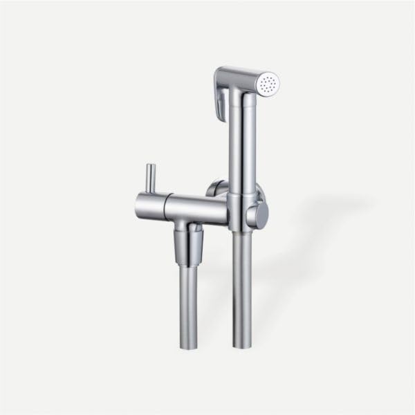 Shattaf FEZD doccetta per Bidet con Miscelatore, Supporto e Flessibile, Acqua Fredda, Finitura Cromo, tonda