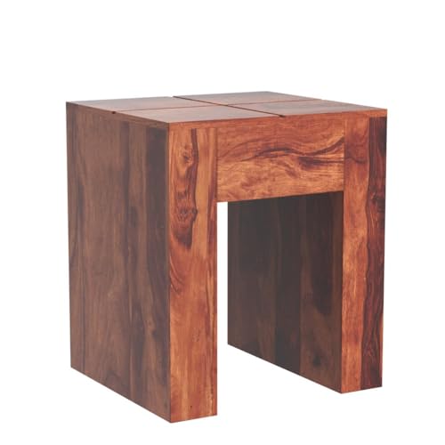 Image of STRATA FURNITURE Solid Sheesham Wood Vog Modern Side Table with 1 Drawer Storage | Space-Saving Wooden Bedside Table Furniture | Nightstand for Living Room Home (Natural Finish)