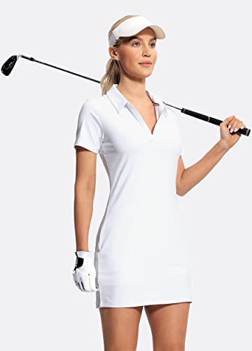 Image of Hiverlay Golf Dresses for Women with Shorts and Pockets, V-Neck Short Sleeve Tennis Dress, Workout Athletic Dresses