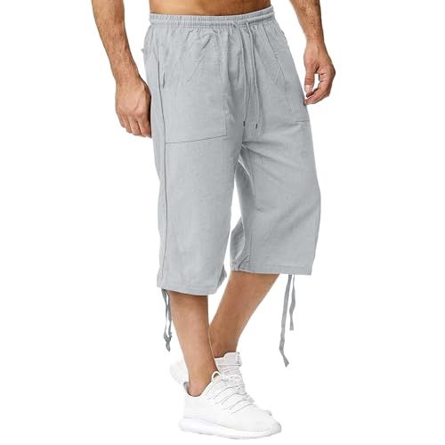 Shorts casuales para hombre de lino suave miniatura 1