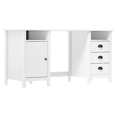vidaXL Escritorio de Ordenador Despacho Ejecutivo Estudio Oficina Robusto Estable Simple Blanco 150x50x74 cm Madera Maciza de Pino