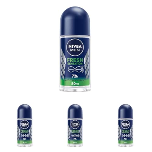 NIVEA MEN Déodorant bille Fresh Sensation (1 x 50 ml), Déodorant homme fraîcheur 72 h, Anti-transpirant parfumé longue durée à la formule INFINIFRESH unique (Lot de 4)