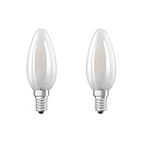 Osram 4058075808836 a + +, LED Star Classic B/lámpara LED en forma de vela – 4000 K/Ampolla de 2, Cristal, 4 W, E14, luz blanca fría, 9.69 X 3.5 X 3.5 cm