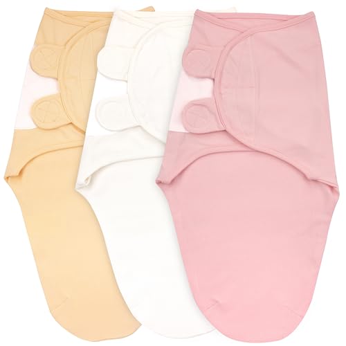 Image of Bublo Baby Swaddle & Sleep Sack - 3 Pack for Newborns 0-3 Months - Infant Adjustable Swaddle Blanket Wrap - Pastel Banana-Pink