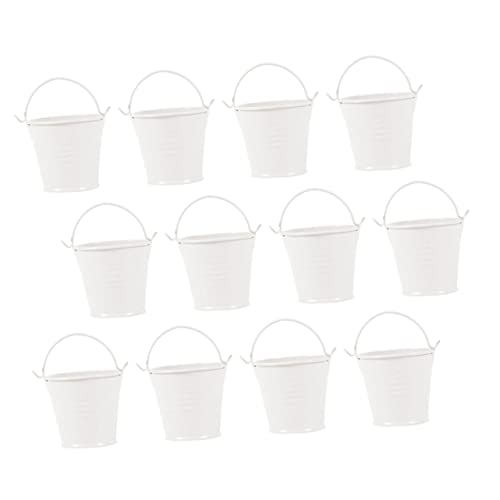 ROMISBABA 12 pièces Seau Mini Pot de Fleurs Rétro Créatif Seau de Jardinage Compact pour Petites Plantes et Rangement Couleur Blanc Cassé