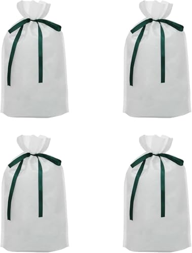 ラッピング 袋 クリスマス プレゼント 袋 小さい ギフト袋 リボン付き 不織布 巾着袋 プレゼント用 贈り物 包装袋 誕生日 包む ギフト袋 クリスマス バレンタイン 記念日 お祝い 母の日 小分け 収納 (ホワイト)