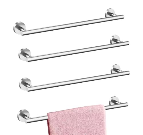 Toptowel 4sets Towel bar Set Includes 4 Packs 24 inch Towel bar, Organize Your Bathroom Towel and More Bathroom Accessories-Brushed Silver