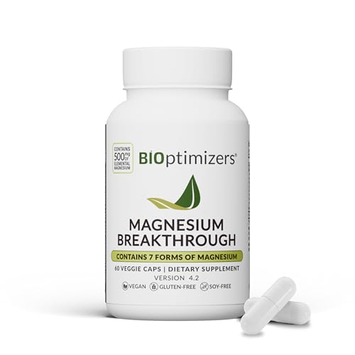 bioptimizers magnesium breakthrough complex supplement with 7 forms of mg glycinate malate citrate and more - natural support for sleep and cognitive function - 60 capsules- calming vitamins