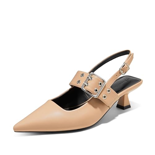 Arromic Pumps for Women Slingback Pointed Toe Kitten Heels for Women Fashion Dress Shoes