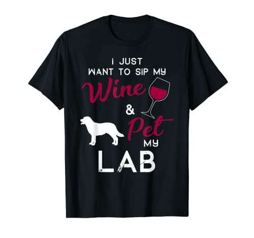 Lab Labrador Dog Wine lover owner Christmas Birthday Gift Maglietta