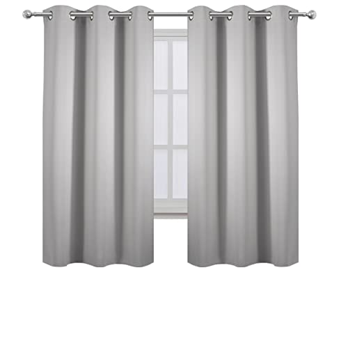Image of LEMOMO Light Grey Blackout Curtains 42 x 63 Inch Length /Set of 2 Curtain Panels /Thermal Insulated Room Darkening Blackout Curtains for Bedroom