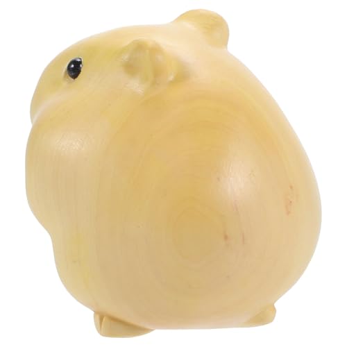 WESIEVYA 木彫りハムスター置物 自然美あふれる?木彫刻 手作り動物フィギュア テーブル装飾に リラックス空間を演出 インテリア小物