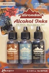 Brand New Adirondack Alcohol Ink .5 Ounce 3/Pkg - Miners Lantern-Rust/Stonewash/Pitch Blk Brand New