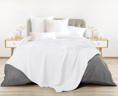Image of Utopia Bedding 100% Cotton Waffle Blanket Big Size White, 120x120 Inch | Lightweight Breathable Cozy Summer Bed Blanket Home Decor Gift for Women and Men