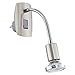 Produktbild EGLO Steckdosenspot Mini, 1 flammige Steckerleuchte, Steckdosenlampe aus Stahl, Farbe: Nickel matt, chrom, Fassung: GU10, inkl. Schalter und Flexarm