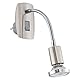 EGLO Steckdosenspot Mini, 1 flammige Steckerleuchte, Steckdosenlampe aus Stahl, Farbe: Nickel matt, chrom, Fassung: GU10, inkl. Schalter und Flexarm