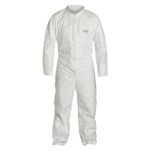 Tyvek 400 Collared Disposable Coveralls, 4XL, Open Wrists and Ankles, Serged Seam, White, 6 Pack, Mfr: TY120SWH4X0006G1-A