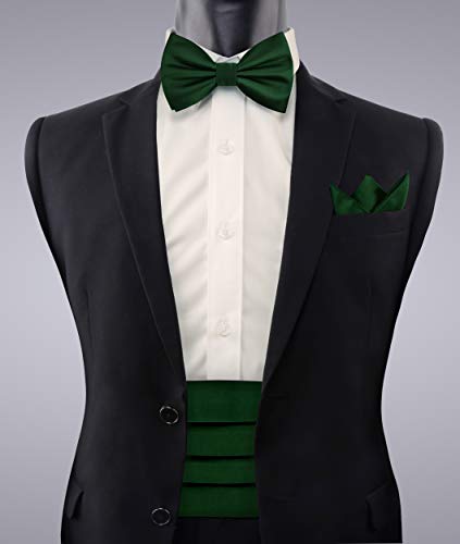 Image of Alizeal Mens Multicolored Silk Solid Cummerbund Bow Tie Set