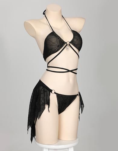 MEOWCOS Pretty Crawler Gothic Swimsuit Spider Web Design Dark Style Swimwear Set3