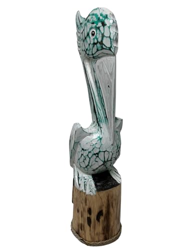 Estatua de Pelícano Tall de Madera Tallada a Mano miniatura 4