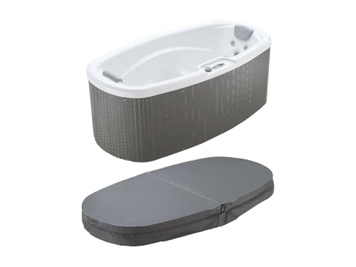 Vente-unique-Bañera de hidromasaje de 2 plazas Blanco Perlado con Cubierta - 14 chorros - Ancho 210 x Prof. 110 x Alt. 74 cm - Sistema Balboa - Samoa IV